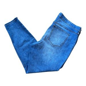 Wonderly Womens 18 W Mid- Rise Blue Skinny Jeans with Elastic Waist